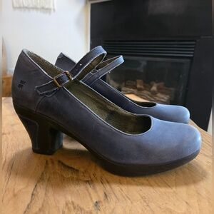 El Naturalista Blue-Gray Eco Heels with Adjustable Ankle Strap & Rubber Sole